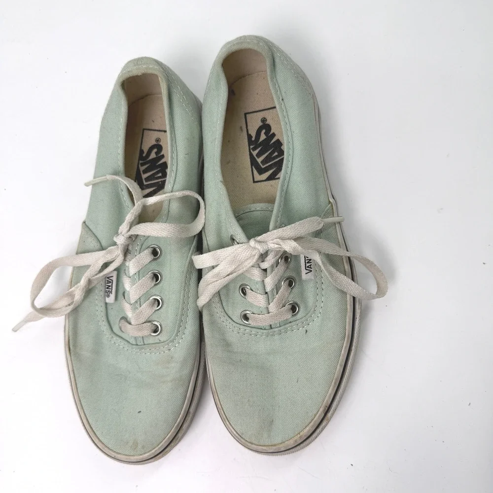 Vans‎ Authentic Sneakers Women 6.5 Mint Green Canvas Skate Shoes Indie Boho